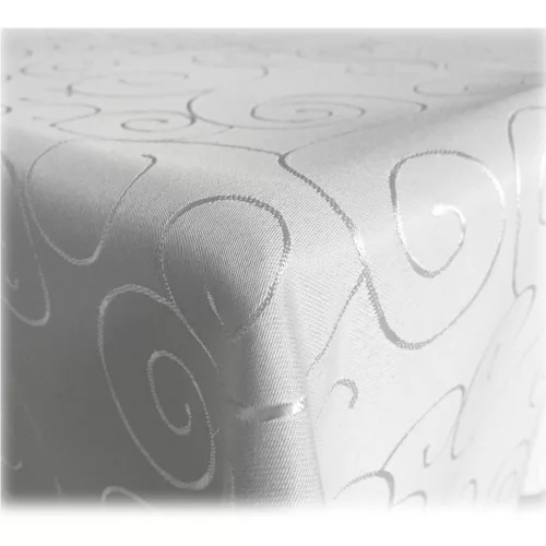 Fata de masa rotunda cu ornament Jemidi, 160 cm, Alb, Poliester, 55264.02.22