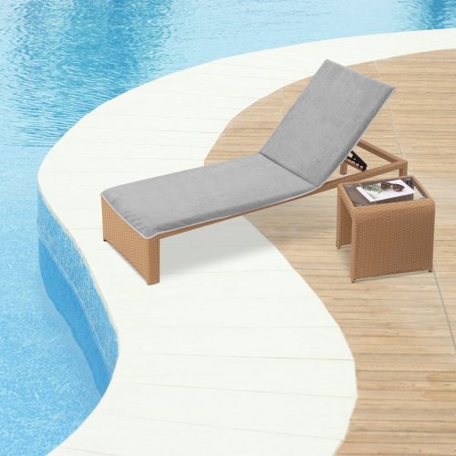 Prosop pentru sezlong Jemidi, 75 x 200 cm, Gri, Bumbac organic, 54941.25