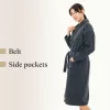 Halat de baie unisex Homelevel, M, Gri, Bumbac organic, 54845.73.2