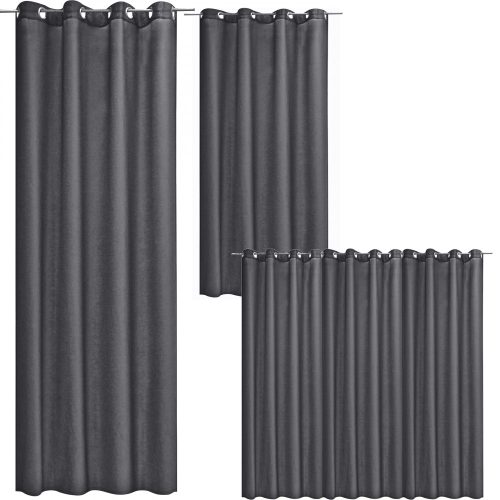 Draperie opaca Stella cu inele Jemidi, 140 x 175 cm, Gri, Poliester, 55283.19.02