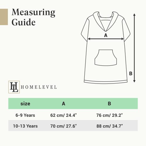 Poncho de baie pentru copii Homelevel, 6-9 ani, Gri, Bumbac organic, 54880.19.42