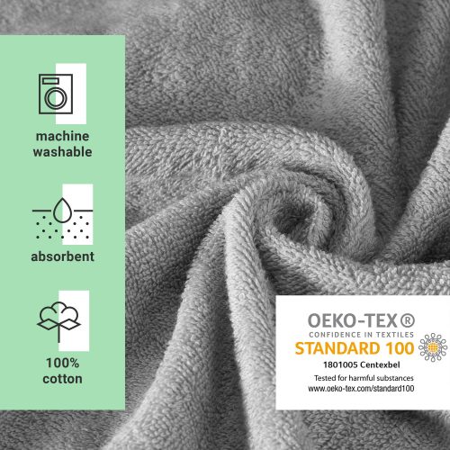 Poncho de baie pentru copii Homelevel, 10-13 ani, Gri, Bumbac organic, 54880.70.43