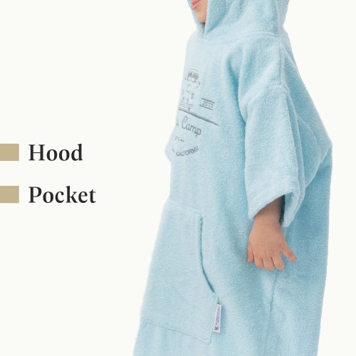 Poncho de baie pentru copii Homelevel, 3-5 ani, Albastru, Bumbac organic, 54976.1