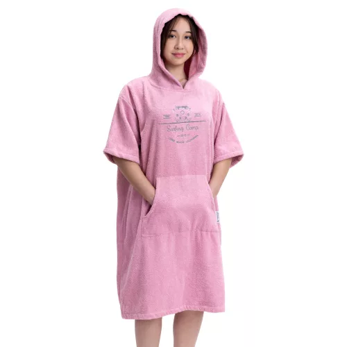 Poncho de baie pentru copii Homelevel, 10-13 ani, Roz, Bumbac organic, 54980.43