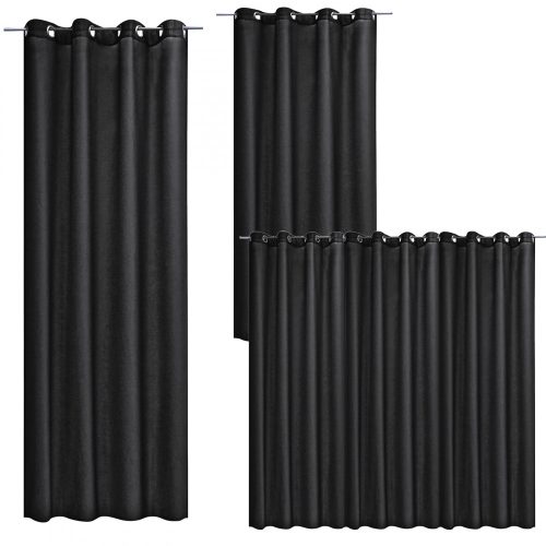 Draperie opaca Stella cu inele Jemidi, 300 x 245 cm, Negru, Poliester, 55288.01.01