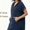 Poncho de plaja pentru femei Homelevel, M, Albastru, Bumbac organic, 54985.2
