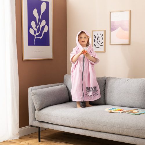 Poncho de baie pentru copii Homelevel, 1-3 ani, Roz, Bumbac organic, 54935.10.01
