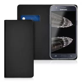   Husa pentru Samsung Galaxy J5, Piele naturala, Negru, 39196.01