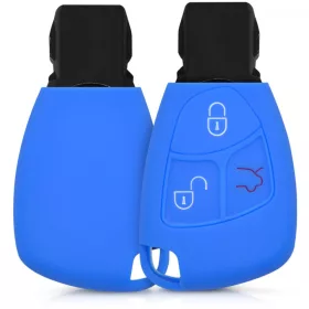   Husa Cheie Auto pentru Mercedes - 2-3 Butoane, Silicon, Albastru, 41626.04
