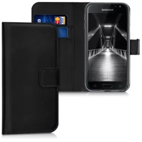  Husa pentru Samsung Galaxy J3 (2017), Piele ecologica, Negru, 42156.01