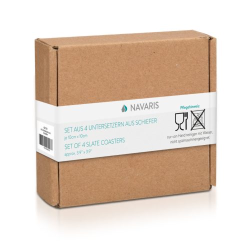 Set 4 suporturi pahar Navaris, 10x10 cm, personalizabile cu creta, gri antracit, gri, ardezie