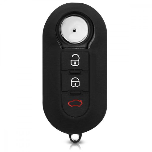 Husa Cheie Auto pentru Fiat / Lanica - 3 Butoane, Silicon, Negru, 43621.01