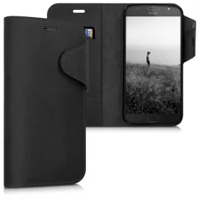   Husa pentru Motorola Moto G5S Plus, Piele naturala, Negru, 42827.01
