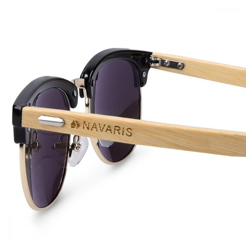 Ochelari vintange de soare unisex Navaris, UV400, Bambus, Mov, 44351.01.22