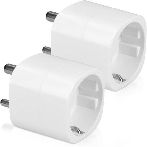 Set 2 Adaptoare de calatorie tip D pentru India, Kwmobile, Alb, Plastic, 45147.02