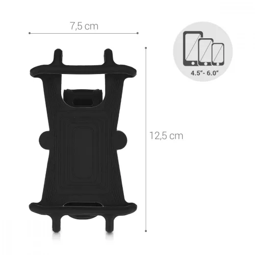 Suport bicicleta universal pentru telefon, Kwmobile, Negru, Silicon, 45152.01