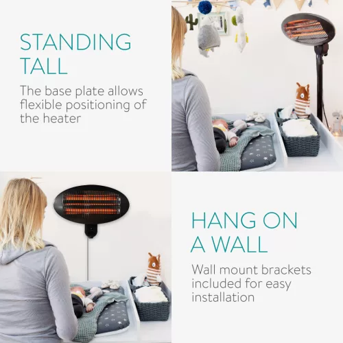 Suport incalzitor terasa Navaris, compatibil modele cu 3 trepte, 21.1x5.2x2.2 cm, stabil, negru, metal