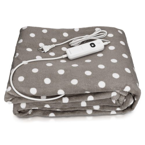 Patura electrica Navaris, 180x130 cm, model puncte, material moale, gri/gri inchis, poliester