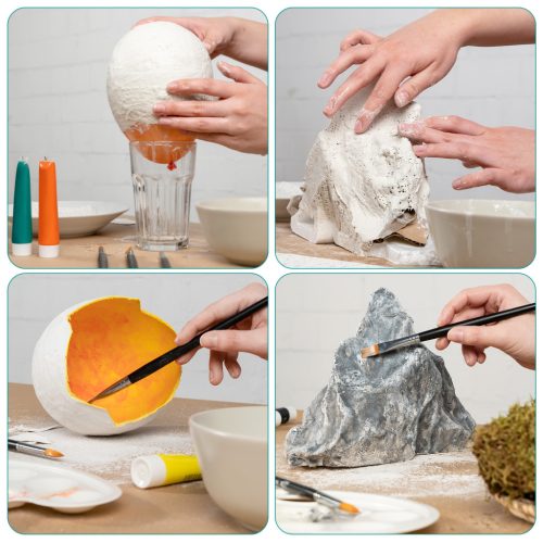 Set 10 benzi gipsate Navaris, 6 cm latime, 118 inch lungime, alb, gips