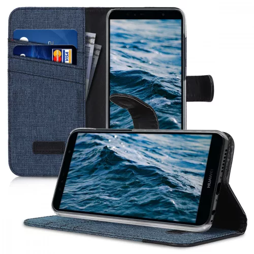 Husa pentru Huawei Y6 (2018), Textil, Albastru, 44880.03