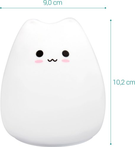 Lumina de noapte LED din silicon - XS Cat, Navaris, Alb, 46060.01