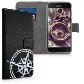   Husa pentru Samsung Galaxy J3 (2017), Piele ecologica, Negru, 42482.08