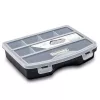 Organizator piese mici Navaris, 19x15x4 cm, separatoare reglabile, 4 cleme, transparent, plastic