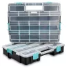 Set 2 organizatoare piese Navaris, 37.5x29x13.4 cm, separatoare reglabile, cleme, negru, plastic