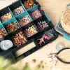Set 2 organizatoare piese Navaris, 37.5x29x13.4 cm, separatoare reglabile, cleme, negru, plastic