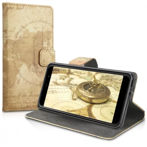 Husa pentru Wiko Lenny 5, Piele ecologica, Maro, 46462.01