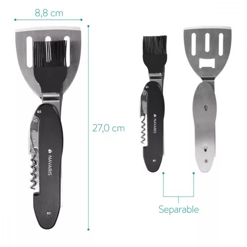 Set de ustensile pentru gratar din otel inoxidabil Navaris, 5 instrumente, 46478.01