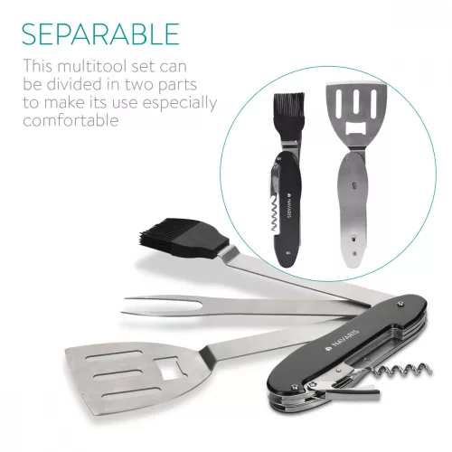 Set de ustensile pentru gratar din otel inoxidabil Navaris, 5 instrumente, 46478.01