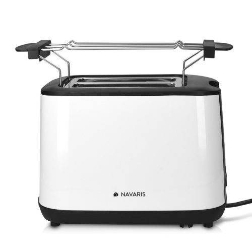 Toaster Navaris 2 felii, 1000W, reglaj rumenire, functie reincalzire, alb, plastic