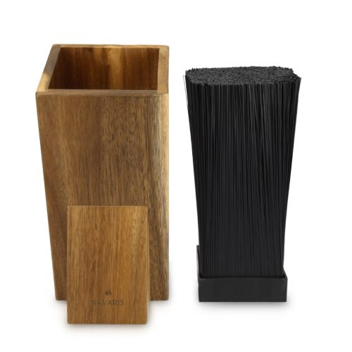 Suport cutite Navaris din lemn de acacia, cu perii de protectie, inclinat, 25x15x10,5 cm, 48460.01.2