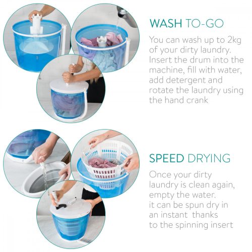 Mini masina de spalat haine cu uscator Navaris pentru camping, 2 kg, 48623.01