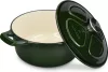 Oala antiaderenta din fonta Navaris pentru plite/cuptoare - 24 cm - 3,5 l - Verde inchis, 48777.01.80