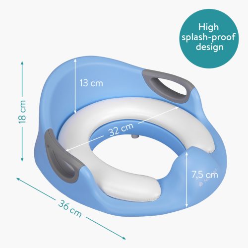 Reductor toaleta copii Navaris, cu capac si manere, 36x32x18 cm, albastru, polipropilena/PVC
