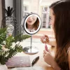 Oglinda Cosmetica cu suport, Iluminare LED, senzor tactil reglabil, marire 5x, reglabila 360 °, 48930.42