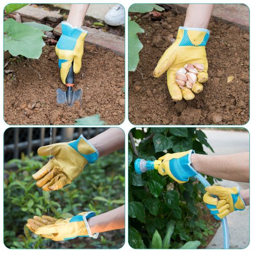 Manusi de gradinarit din piele naturala Navaris, Marime L, Tesatura 3D, 49175.3