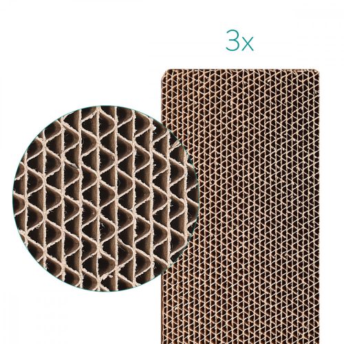 Set 3x tabla pentru zgarieturi pisica de 3 41x13x3cm, Maro, 49837.03