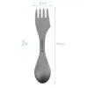 Set 2 x Spork 3-in-1 din titan pentru camping Navaris, Furculita, Lingura, Cutit, 51390.02
