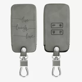   Husa Cheie Auto pentru Renault / Dacia - 4 Butoane - Keyless Go, Piele nabuc, Gri, 48565.09