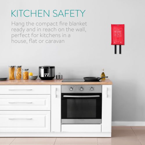 Set 2 paturi ignifuge Navaris, 1.2x1.2 m, montaj perete, reutilizabile, rosu/alb, sticla