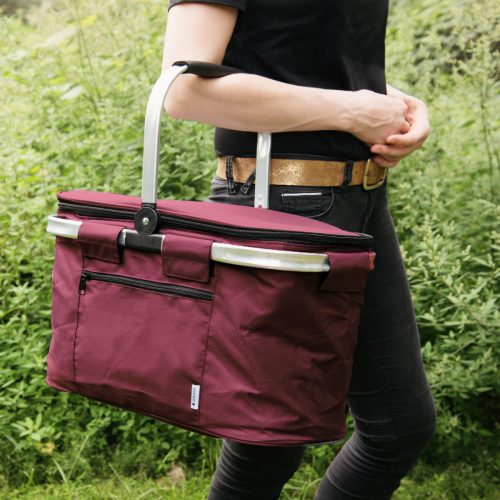 Geanta pliabila de picnic cu maner Navaris, 27 L, Izolata, Bordo, 45859.13