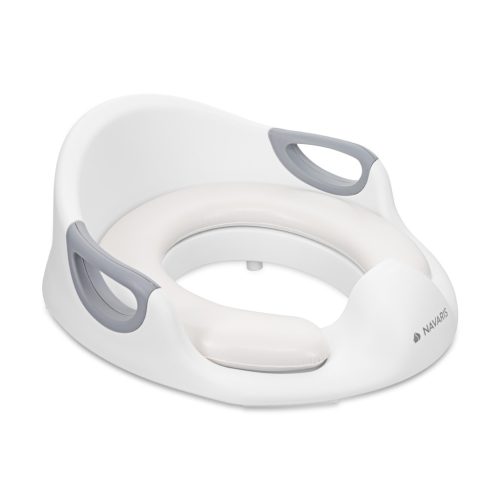 Reductor toaleta copii Navaris, cu capac si manere, 36x32x18 cm, antialunecare, alb, polipropilena/PVC