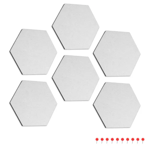 Set 6 panouri hexagonale Navaris pentru mesaje, 15x17,7 cm, cu pini si banda adeziva, 46230.05
