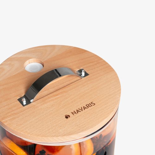 Dozator de bauturi din sticla Navaris cu robinet si stand, 7 l, Maro, 46785.05