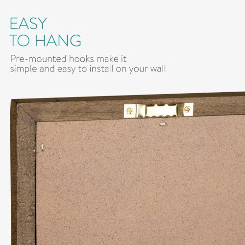 Tabla cu rama vintage Navaris, 60x45 cm, 4 carlige si polita, cu creta, negru, lemn