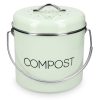 Cos de compost Navaris, 3 L, cu maner si 3 filtre carbon, pentru bucatarie, verde menta, verde, metal