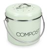 Cos compost Navaris, 3 filtre carbune activ, 5L, maner transport, bucatarie, verde menta, verde, otel